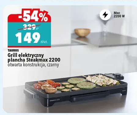 Grill elektryczny plancha TAURUS Steakmax 2200 otwarta konstrukcja czarny