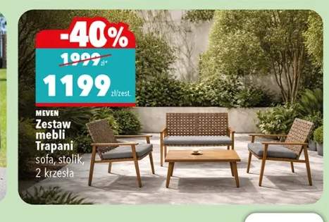 Zestaw mebli MEVEN Trapani sofa, stolik, 2 krzesła