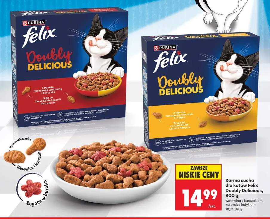 Karma sucha dla kotów Purina Felix Doubly Delicious