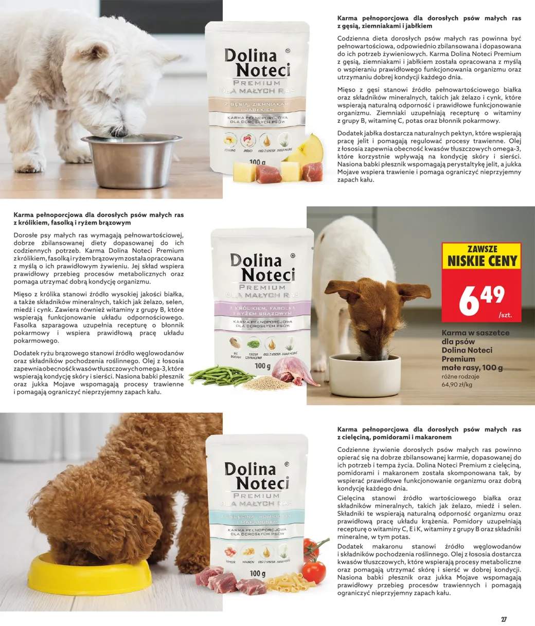 Karma w saszetce dla psów Dolina Noteci Premium małe rasy z gęsią, ziemniakami i jabłkiem