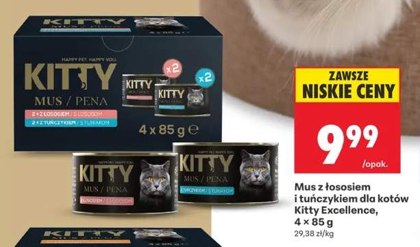 Mus z łososiem i tuńczykiem dla kotów Kitty Excellence 4-pak 85g