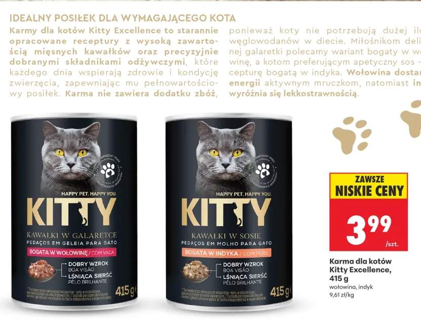 Karma dla kotów Kitty Excellence kawałki w galaretce bogata w wołowinę
