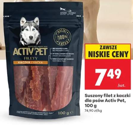 Suszony filet z kaczki dla psów Activ Pet