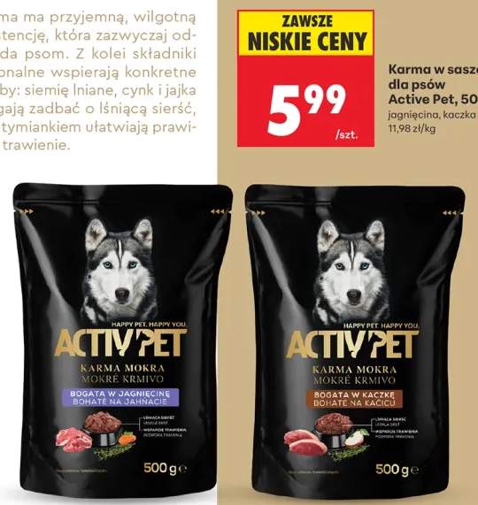 Karma mokra w saszetce dla psów Activ Pet kaczka