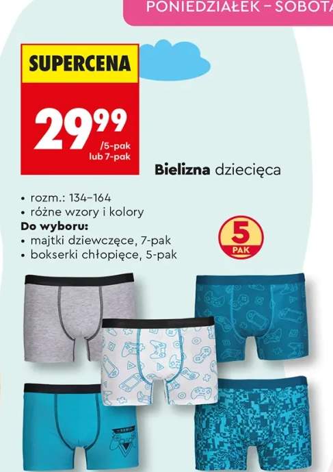 Bokserki chłopięce 5-pak rozm. 134-164