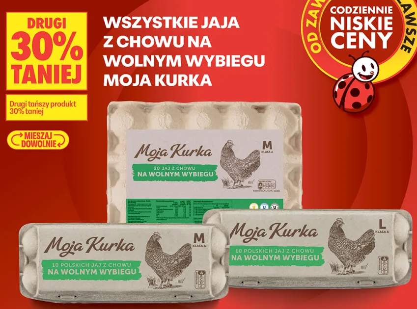 Jaja z chowu na wolnym wybiegu Moja Kurka M 20szt.