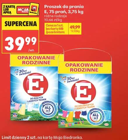 Proszek do prania E do białych i jasnych tkanin 75 prań
