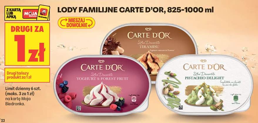 Lody familijne CARTE D'OR Yoghurt & Forest Fruit