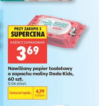 Nawilżany papier toaletowy o zapachu maliny Dada Kids
