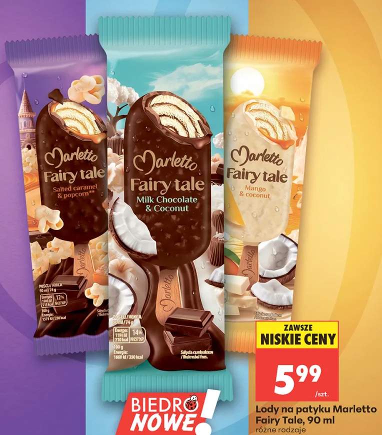 Lody na patyku Marletto Fairy Tale Salted caramel & popcorn