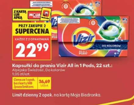 Kapsułki do prania Vizir All in 1 Pods Alpejska Świeżość 22szt.