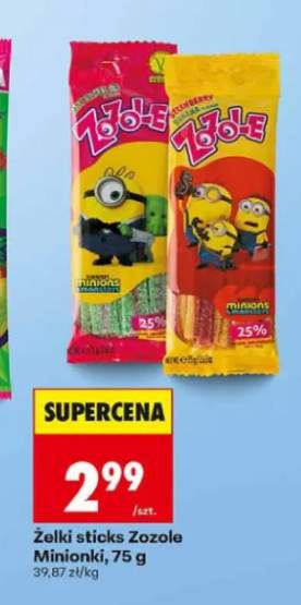 Żelki sticks Zozole Minionki truskawka banan