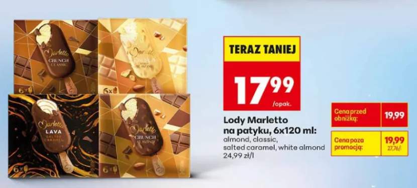 Lody Marletto na patyku white almond 6-pak 120ml