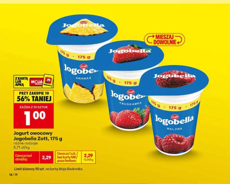 Jogurt owocowy Jogobella Zott malina