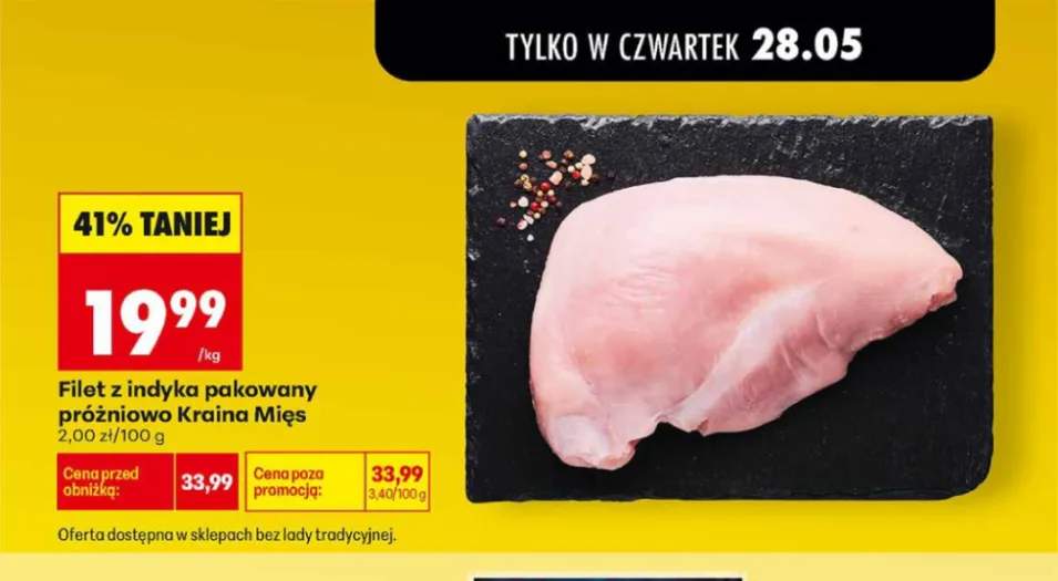 Filet z indyka pakowany próżniowo Kraina Mięs