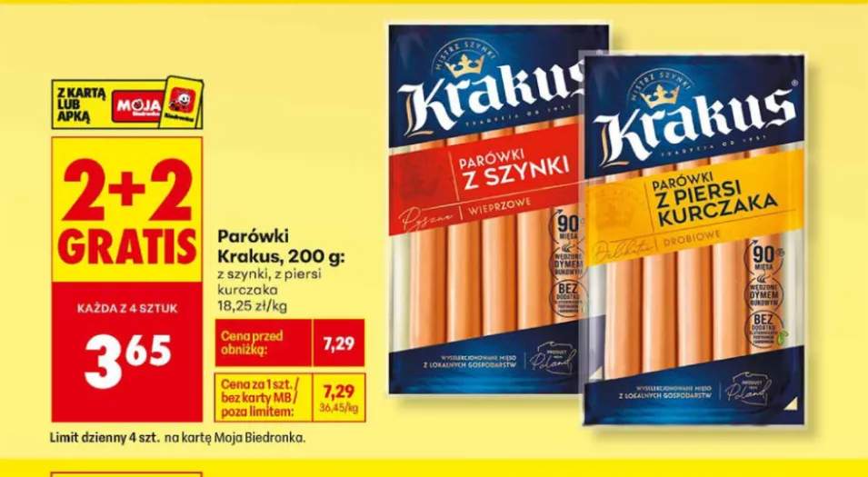 Parówki z piersi kurczaka Krakus