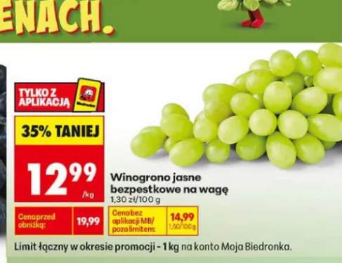 Winogrono jasne bezpestkowe na wagę
