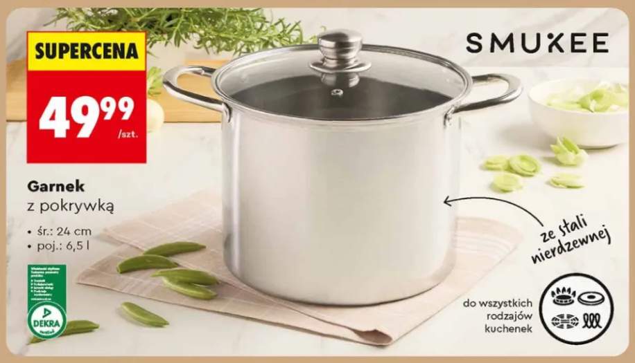 Garnek z pokrywką SMUKEE ze stali nierdzewnej śr. 24cm poj. 6,5l