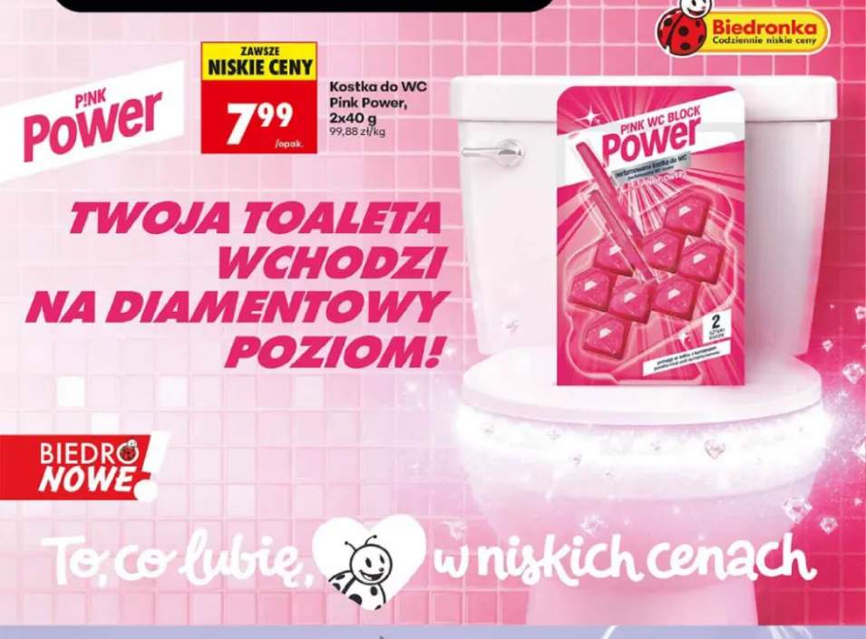 Kostka do WC Pink Power 2-pak 40g