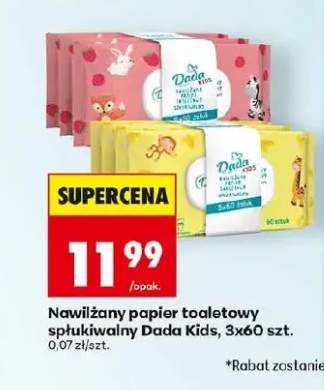 Nawilżany papier toaletowy spłukiwalny Dada Kids 3-pak 60szt.