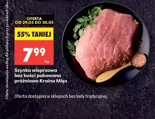Szynka wieprzowa bez kości pakowana próżniowo Kraina Mięs