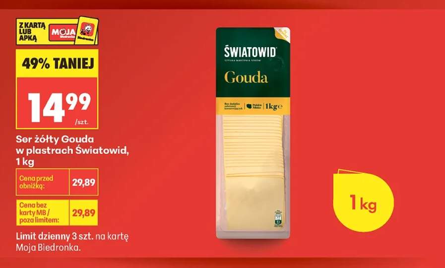 Ser żółty Gouda w plastrach Światowid