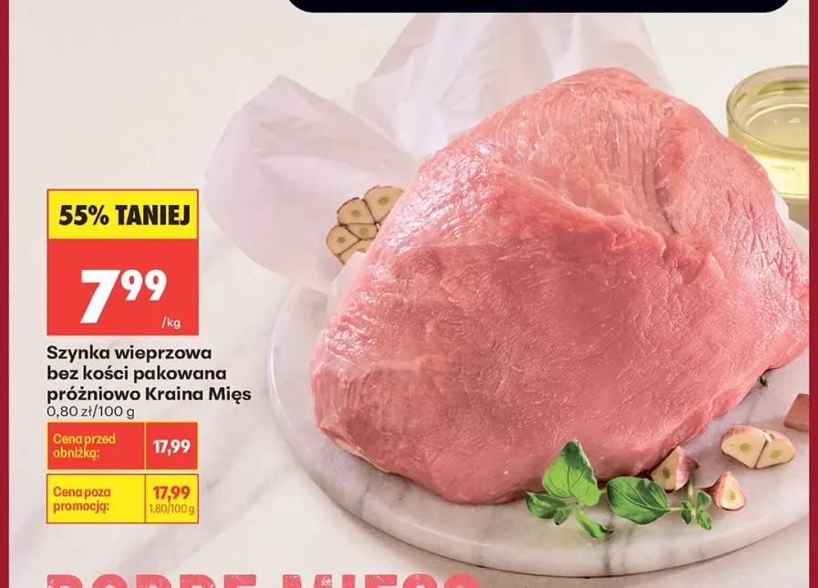 Szynka wieprzowa bez kości pakowana próżniowo Kraina Mięs