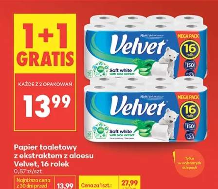 Papier toaletowy z ekstraktem z aloesu Velvet