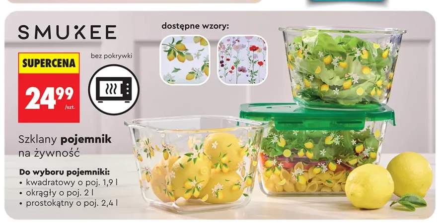 Szklany pojemnik na żywność prostokątny SMUKEE 2,4l