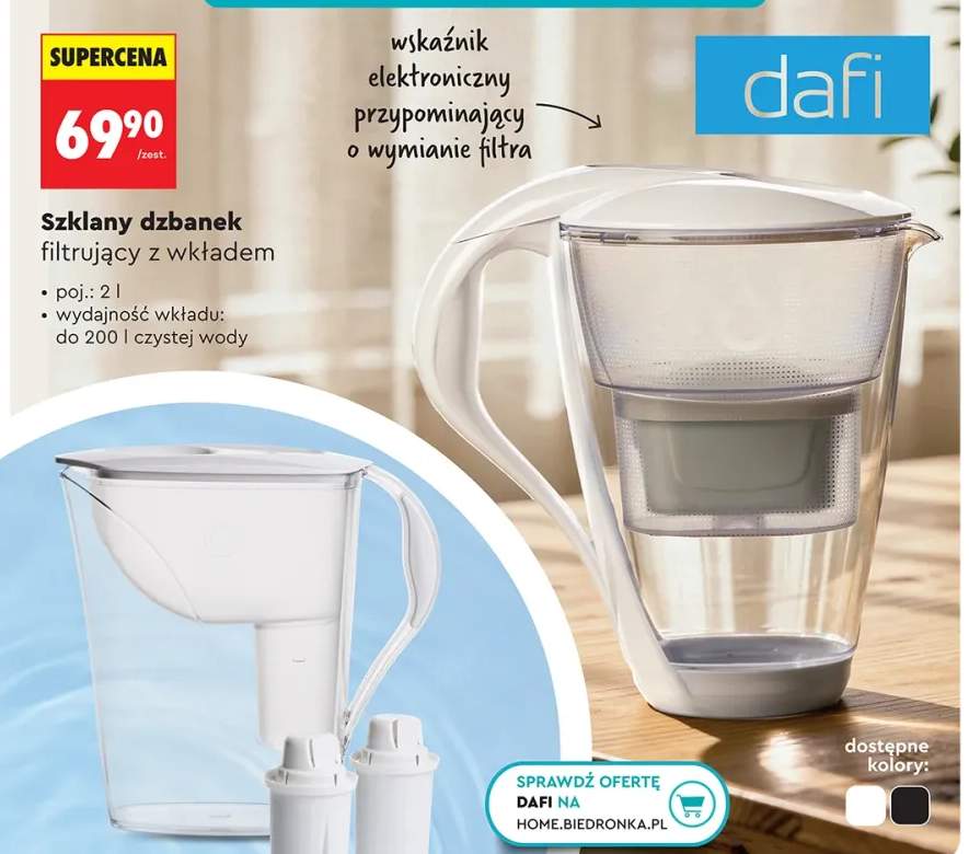 Szklany dzbanek filtrujący Dafi z wkładem