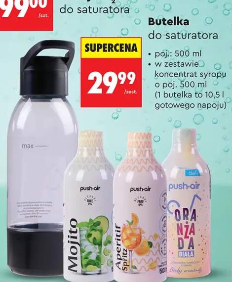 Butelka do saturatora z koncentratem syropu Oranżada Biała 500ml Dafi