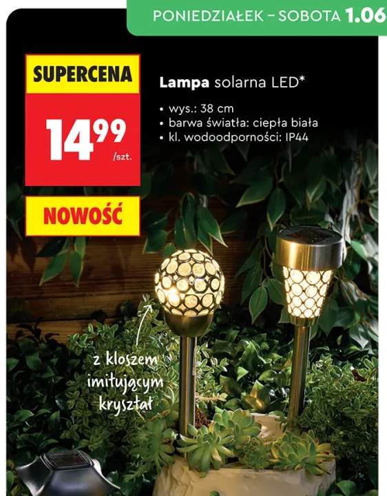 Lampa solarna LED wys. 38cm