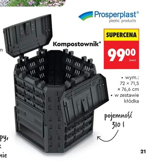 Kompostownik Prosperplast 310l 72x71,5x76,6cm z kłódką