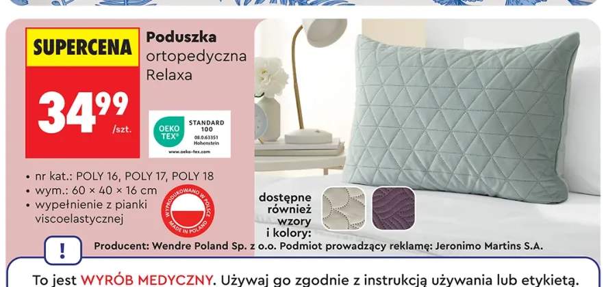 Poduszka ortopedyczna Relaxa wym.: 60x40x16cm