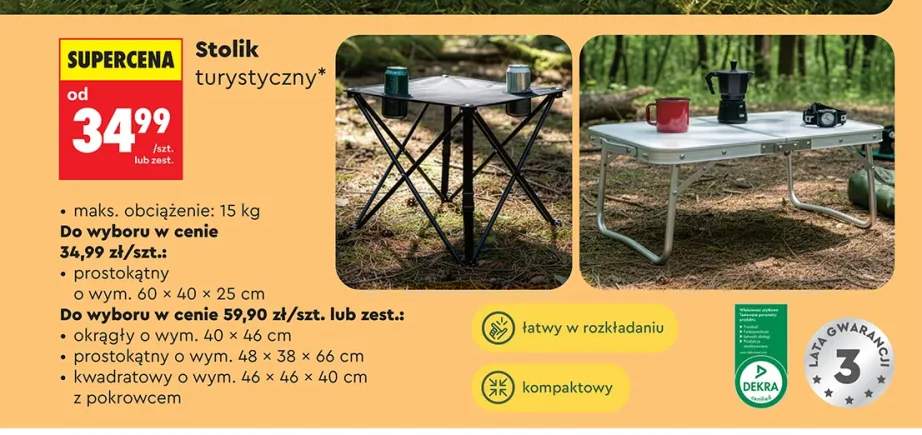 Stolik turystyczny prostokątny o wym. 60x40x25cm