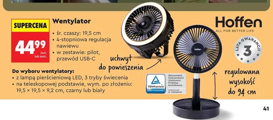 Wentylator na teleskopowej podstawie Hoffen