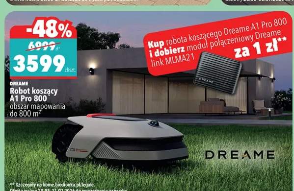 Robot koszący DREAME A1 Pro 800 obszar mapowania do 800 m2