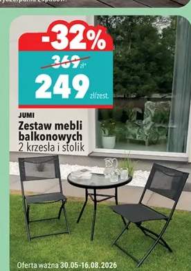 Zestaw mebli balkonowych JUMI 2 krzesła i stolik