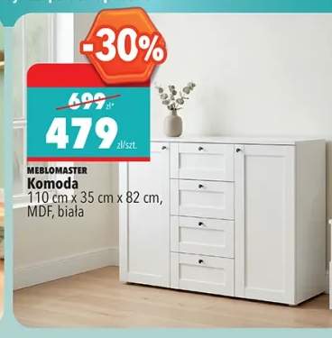 Komoda MEBLOMASTER 110cm x 35cm x 82cm MDF biała