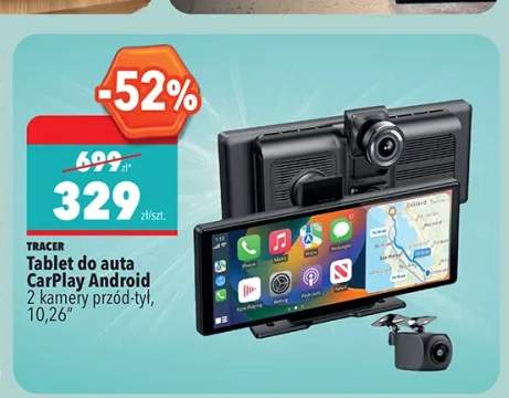 Tablet do auta TRACER CarPlay Android 2 kamery przód-tył 10,26"