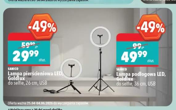 Lampa LED Goldlux do selfie USB