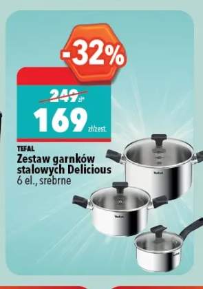 Zestaw garnków stalowych TEFAL Delicious 6 el. srebrne