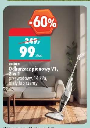 Odkurzacz pionowy ENCHEN V1 2 w 1 przewodowy 14 kPa biały lub czarny