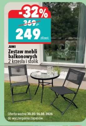 Zestaw mebli balkonowych 2 krzesła i stolik Jumi