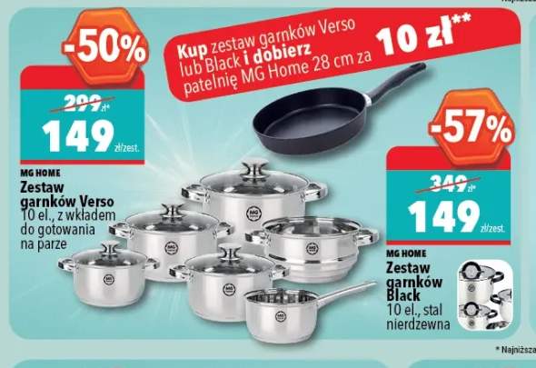 Zestaw garnków Black MG HOME 10 el. stal nierdzewna