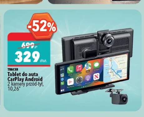 Tablet do auta TRACER CarPlay Android 2 kamery przód-tył 10,26"