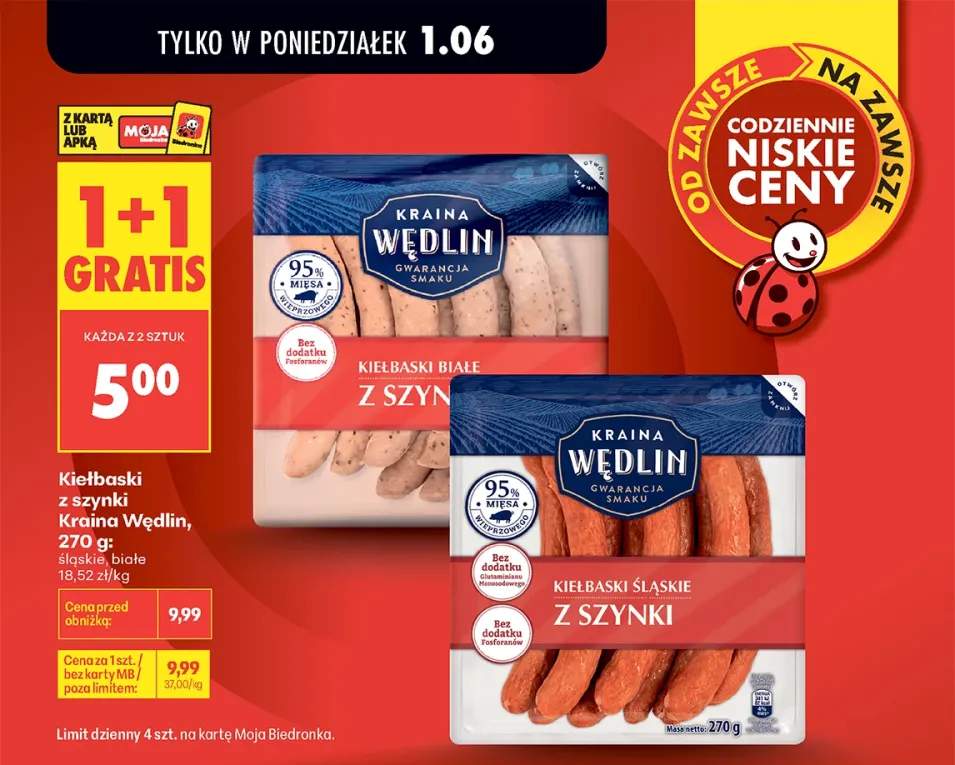 Kiełbaski z szynki Kraina Wędlin