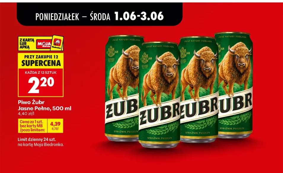 Piwo Żubr Jasne Pełne