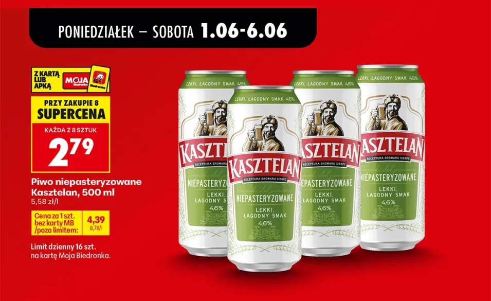 Piwo niepasteryzowane Kasztelan