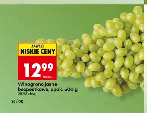 Winogrono jasne bezpestkowe